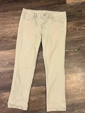 Women's LOFT Denim Cuffed Crop Pants, Size 10, Gray, Button/Zip, Great Cond!